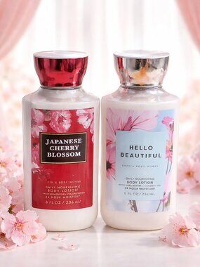 Set of 2 Bath & Body Works Body Lotion - Japanese Cherry Blossom/Hello Beautiful